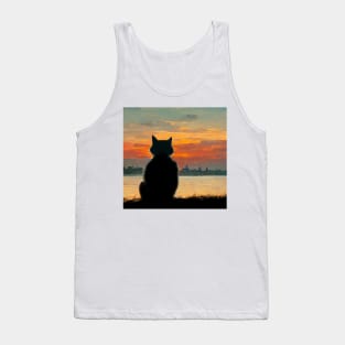 Cat watching a sunset Tank Top